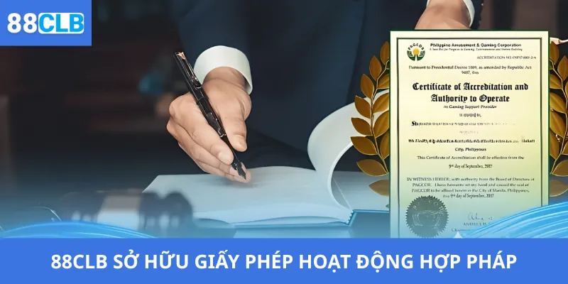 Giấy Phép Hoạt Động 1 88CLB sở hữu giấy phép hoạt động hợp pháp